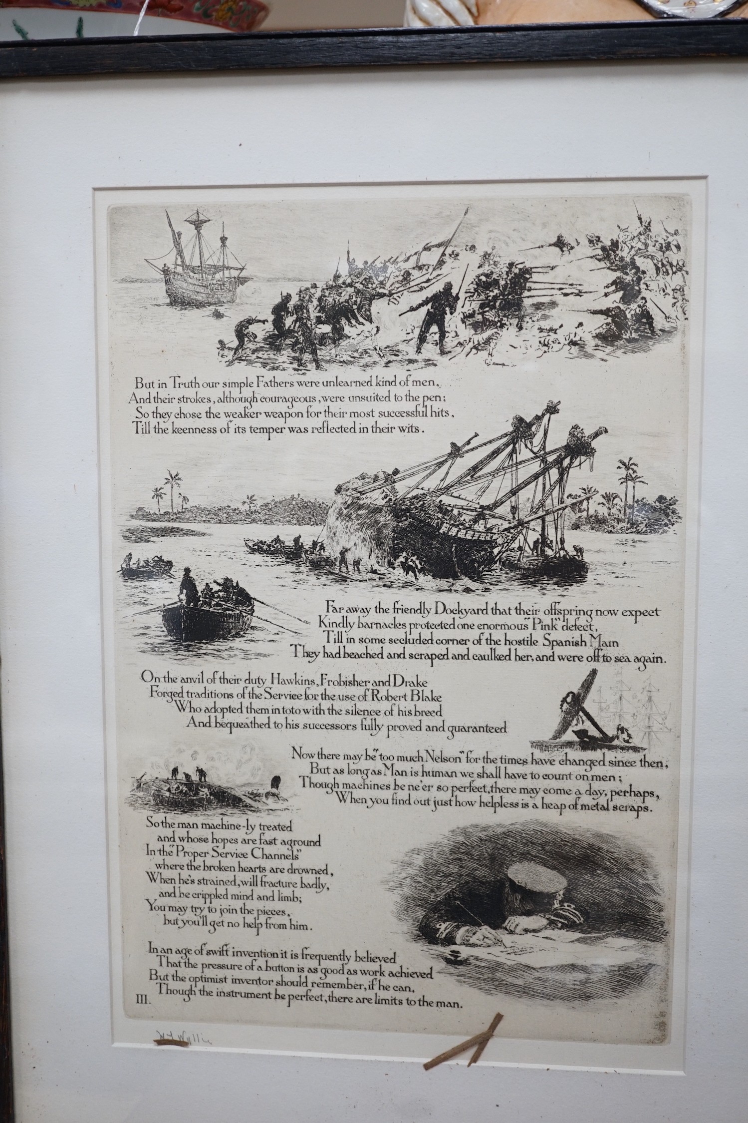 William Lionel Wyllie (1851-1931), set of for drypoint etchings, 'Our Fathers', signed in pencil, 31 x 21cm